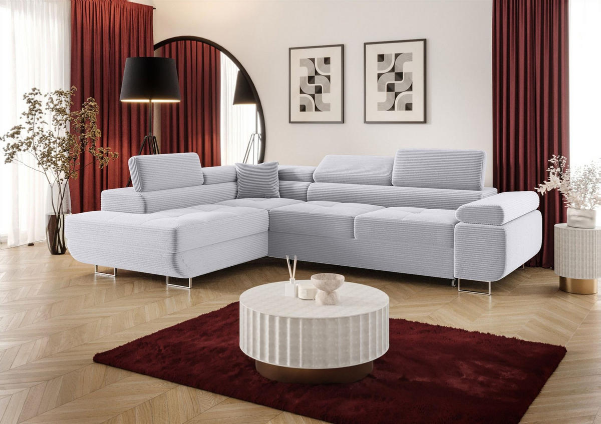 ECKSOFA Monaro Mit Schlaffunktion - Hellgrau, Holzwerkstoff/Textil (275/202cm) - Fun Möbel