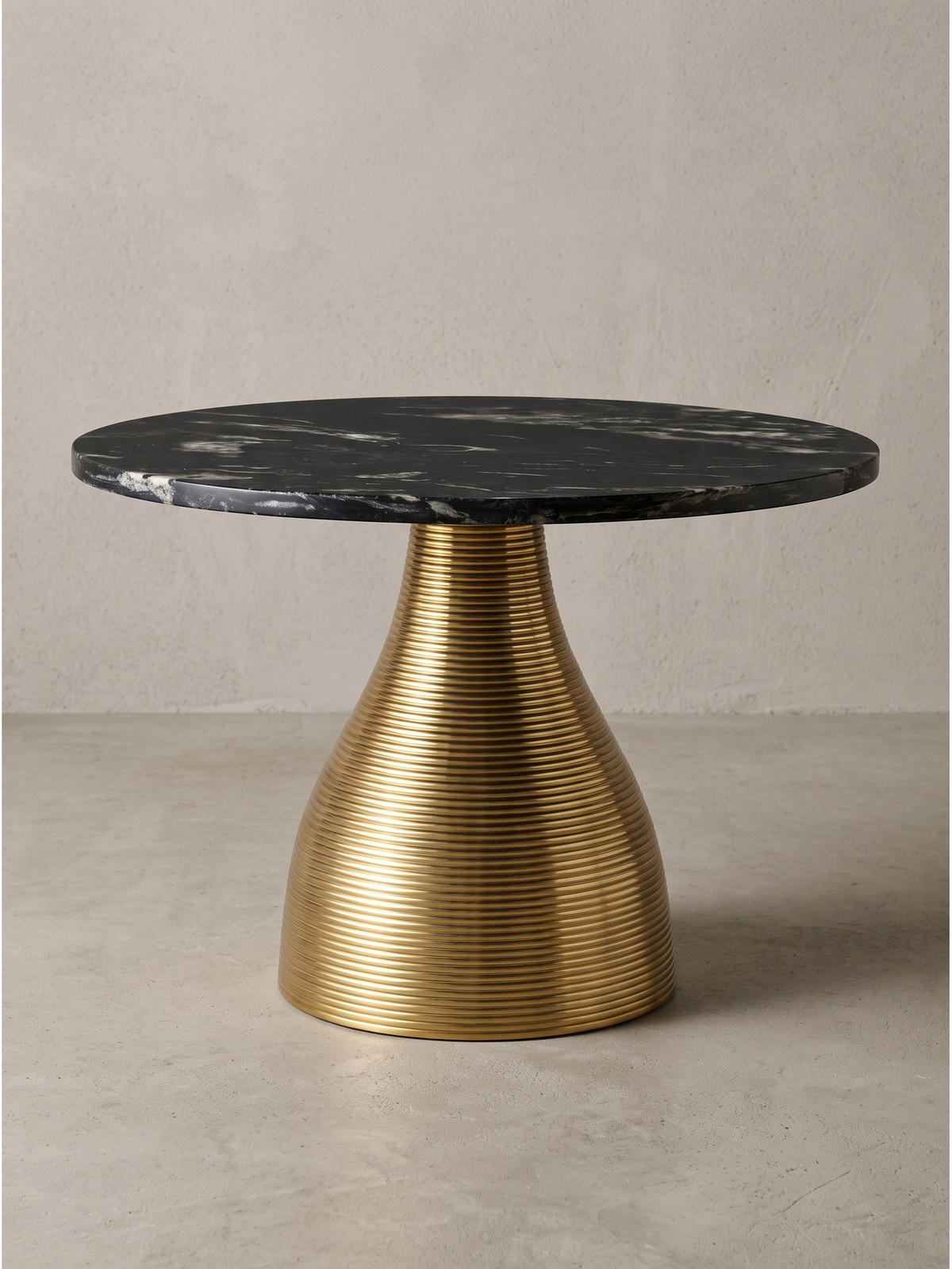 COUCHTISCH TORMES, Marmor, handgefertigt, Schwarz-Gold, Ø 60 x 40 cm - Goldfarben/Schwarz, Stein/Metall (60/60/40cm) - KADIMA DESIGN