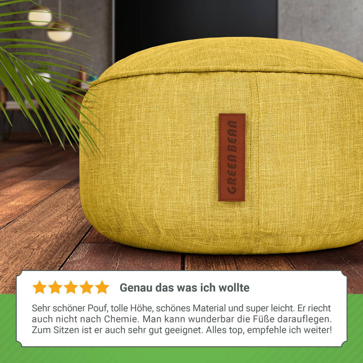 SITZSACK-HOCKER "Home Linen" 45x25cm - Gelb, Textil (45/25/45cm) - Green Bean