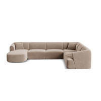 MODULARES-PANORAMASOFA rechts Campi aus Samt dunkelbeige 7 Sitzplätze - Mokka, Textil (255/70/330cm) - Cosmopolitan Design