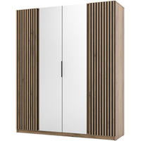 DREHTÜRENSCHRANK Kaya 200/62/239 4-Türig mit zwei Spiegel - Eichefarben/Schwarz, Holzwerkstoff (200/239/62cm) - Beautysofa