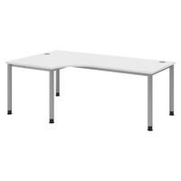 SCHREIBTISCH Serie-H Gestell: Silber 120/200/74 cm in Weiß - Weiß, Holzwerkstoff (120/200/74cm) - bümö
