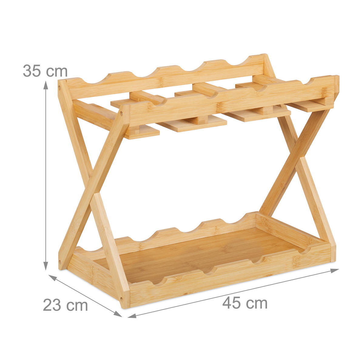WEINREGAL - Hellbraun, Holz/Holzwerkstoff (45/35/23cm) - Relaxdays