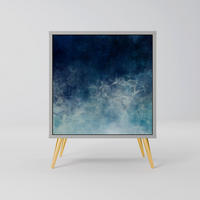 SIDEBOARD CELESTIAL FALL, Grau, 57,5x42x75,5 cm, Goldfarbene Metallfüße - Goldfarben/Multicolor, Holzwerkstoff/Metall (57.5/75.5/42cm) - SpaceRebels