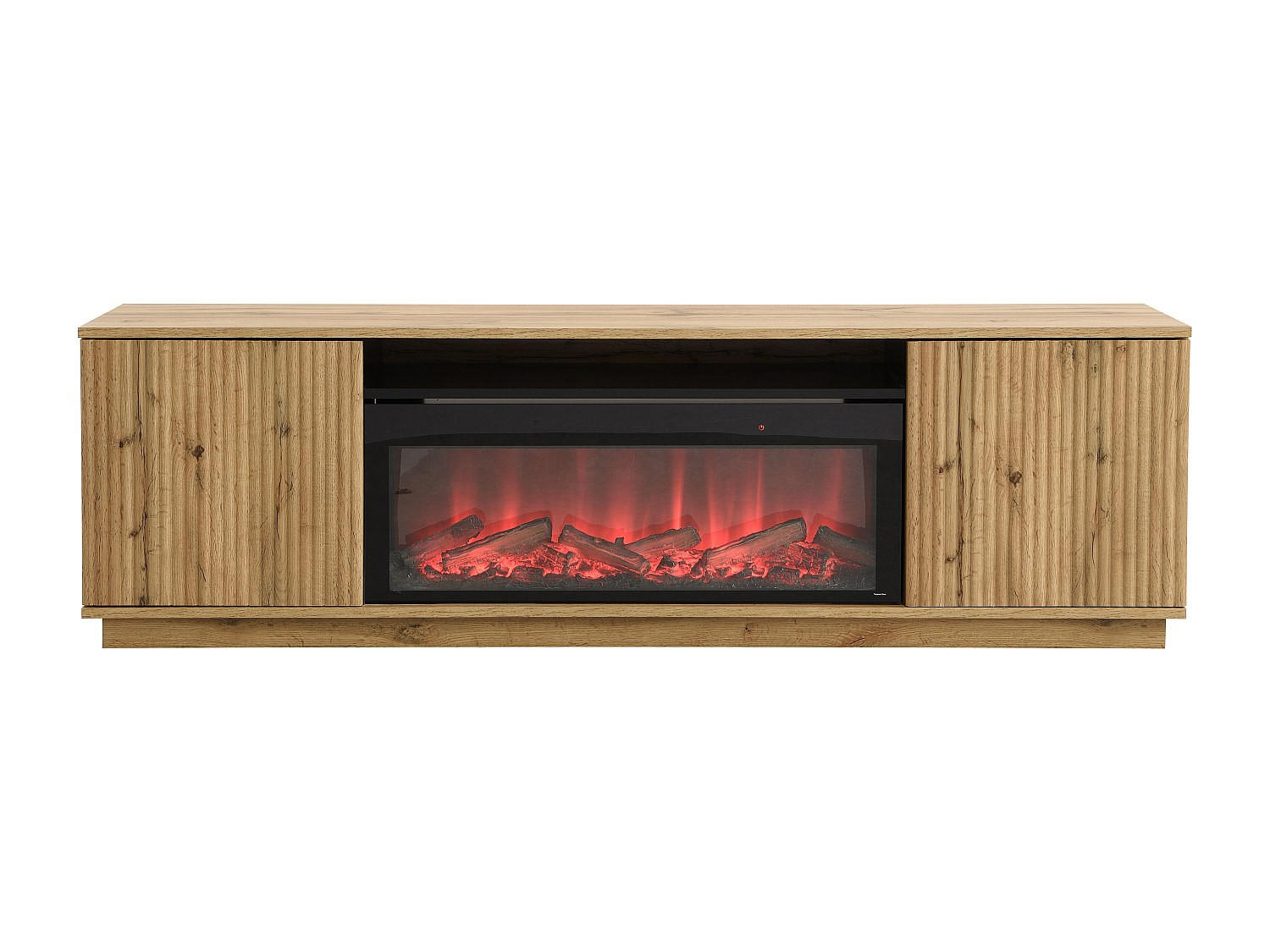 TV-BOARD - 163 cm x 40 cm - holz - schwarz, naturfarben hell Yevina - Schwarz/Naturfarben, Glas/Holz (163/48/40cm) - Vente-Unique