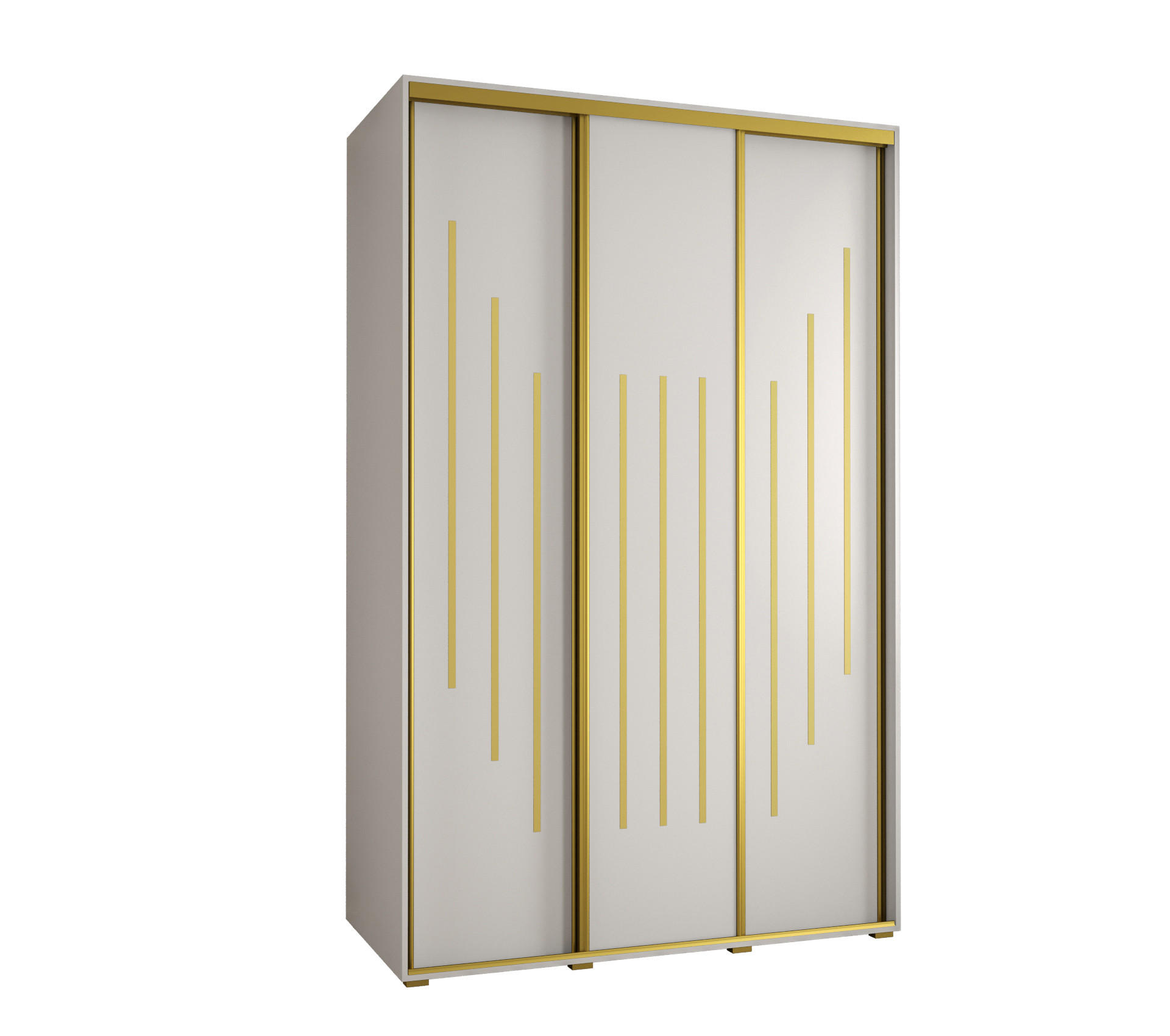 Abiks Möbel Schwebetürenschrank Weiß, Weiß, Gold 160x235x45 cm