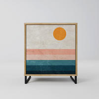 SIDEBOARD TWO HALVES, Eichefarben, 57,5x42x67,5 cm, Schwarze Metall-Rahmenfüße - Eichefarben/Multicolor, Holzwerkstoff/Metall (57.5/67.5/42cm) - SpaceRebels