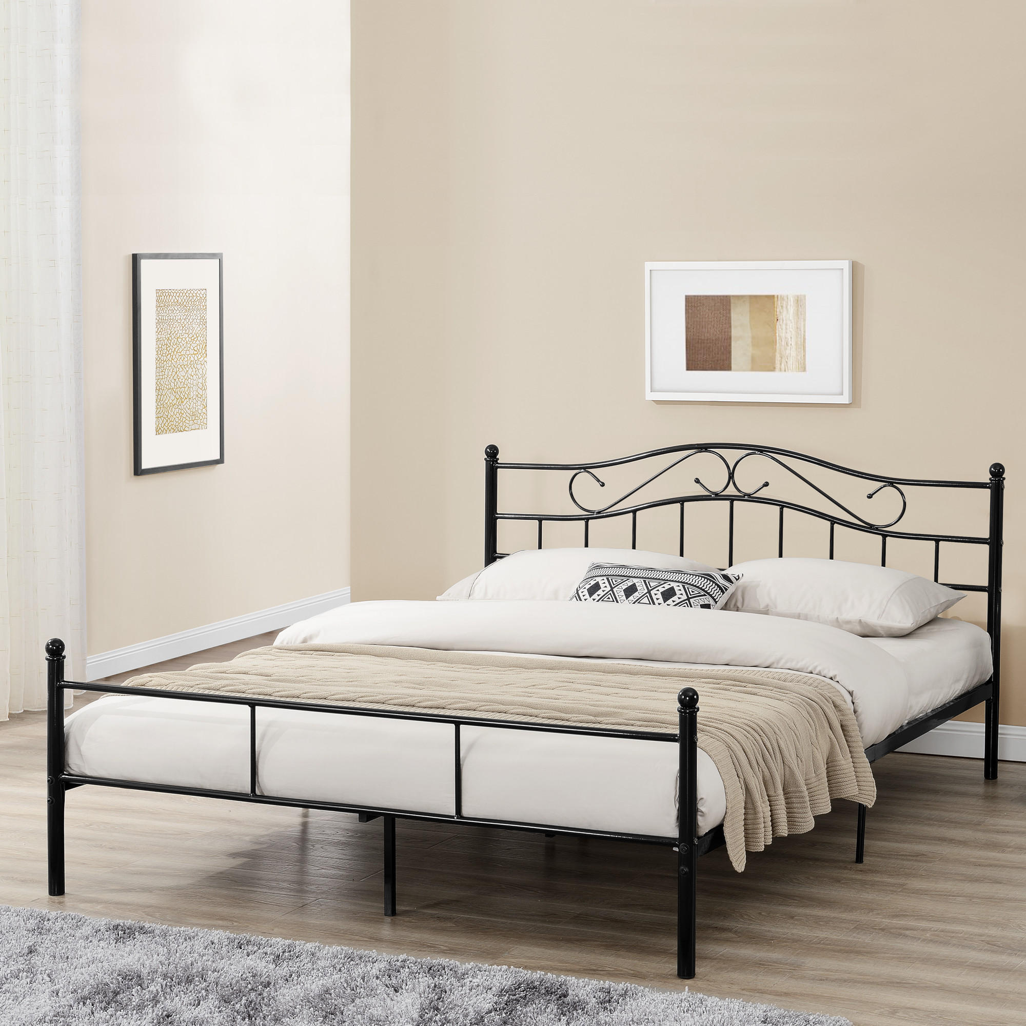 METALLBETT Florenz - Schwarz, Metall (160/200cm) - [en.casa]