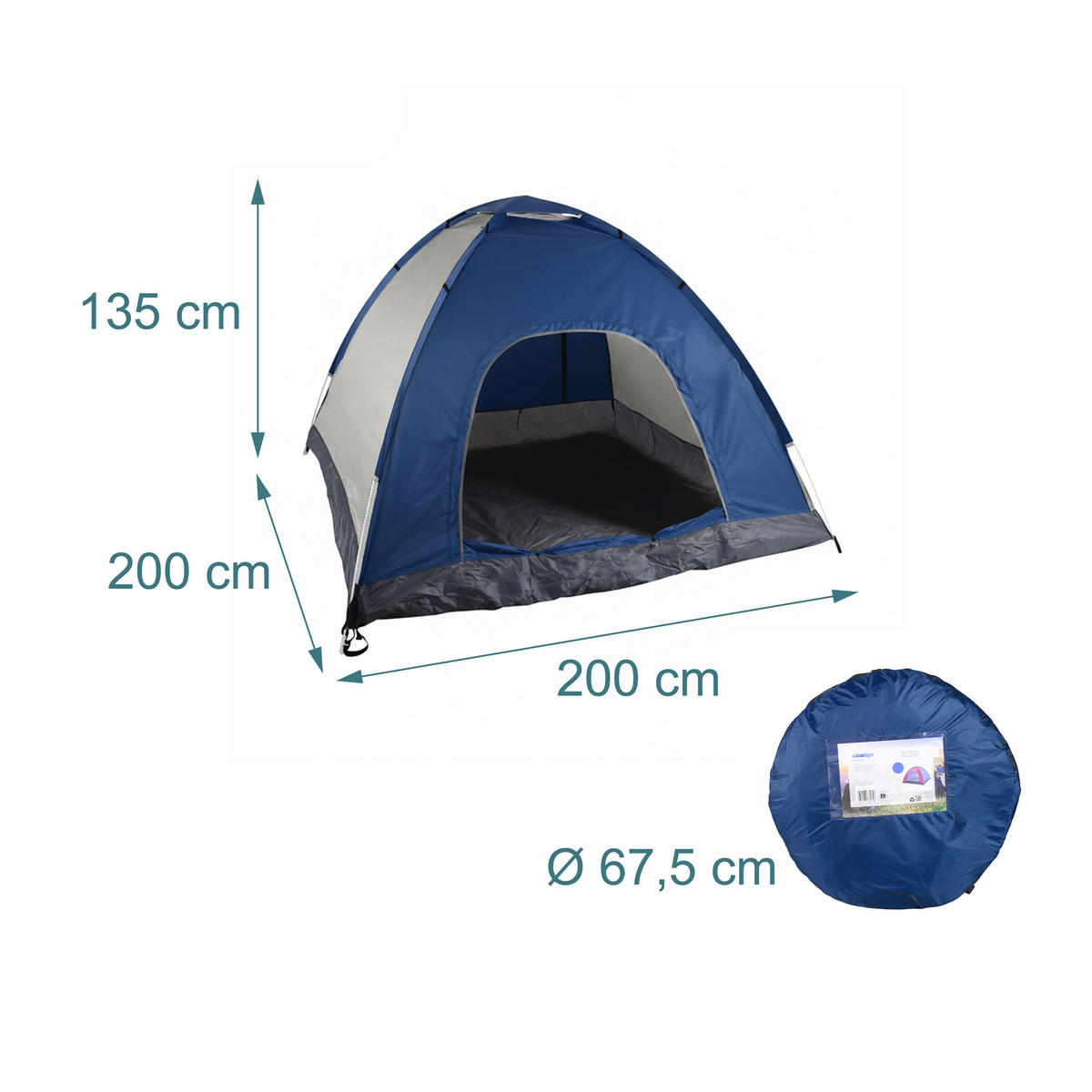 POP-UP stan na pláž - různobarevná, textil/plast (200/200cm) - Relaxdays