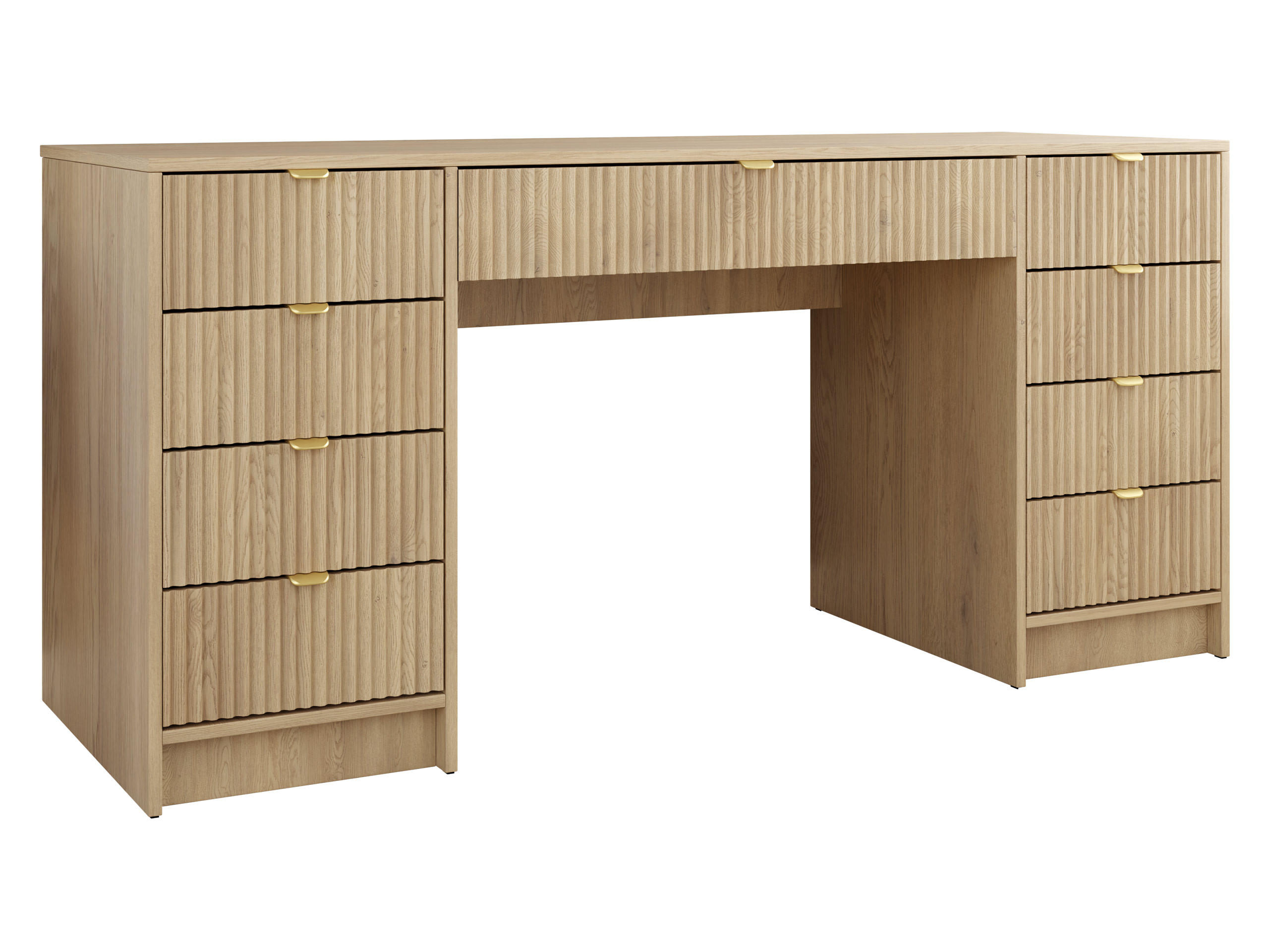 SCHREIBTISCH Tireno Bis - Goldfarben/Naturfarben, Holzwerkstoff/Metall (55/154/76cm) - MIRJAN24