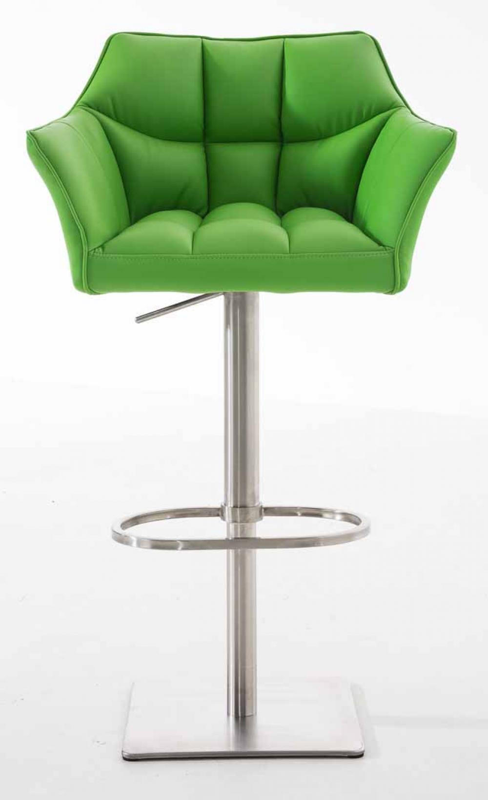 BARHOCKER 2er Set Lederlook Grün - Edelstahlfarben/Grün, Textil/Metall (64/88/45cm) - CLP