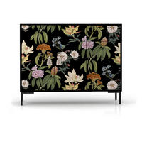 KOMMODE 2 Türen und 4 Schubladen MDF schwarzem Blumendruck WILMA JARA - Multicolor/Schwarz, Holzwerkstoff (45/84/113cm) - RNT By Really Nice Things