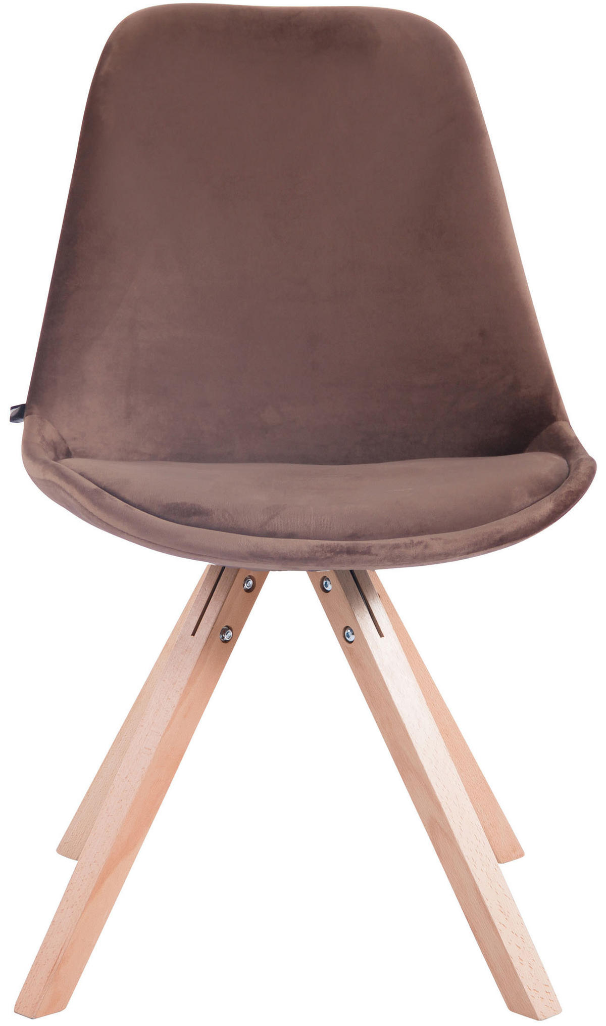 BESUCHERSTUHL Toulon Samt, Gestell Buchenholz Natura Square Braun - Braun/Naturfarben, Holz/Buchenholz (48/83/56cm) - TPFLiving