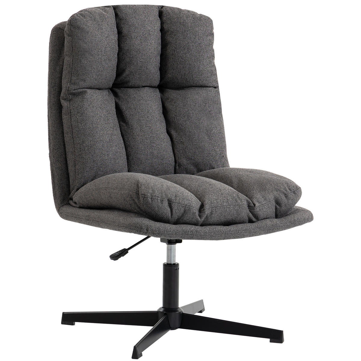 DREHBARER AKZENTSTUHL DE-06924 breiter Sitz in Leinenoptik Dunkelgrau - Dunkelgrau, Textil/Metall (63/102/75cm) - ComfortXL