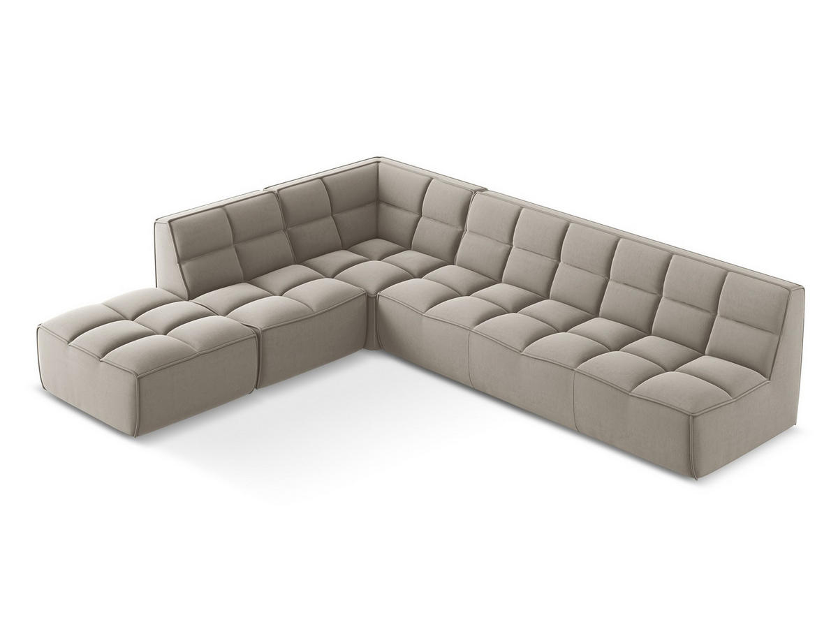 ECKSOFA Beidseitig Samt Stoff Grau - Taupe/Schwarz, Kunststoff/Textil (308/258cm) - Makamii