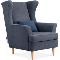 OHRENSESSEL STRALIS inklusive dekorativem Kissen, grau - Blaugrau, Textil (82/108/80cm) - KONSIMO®