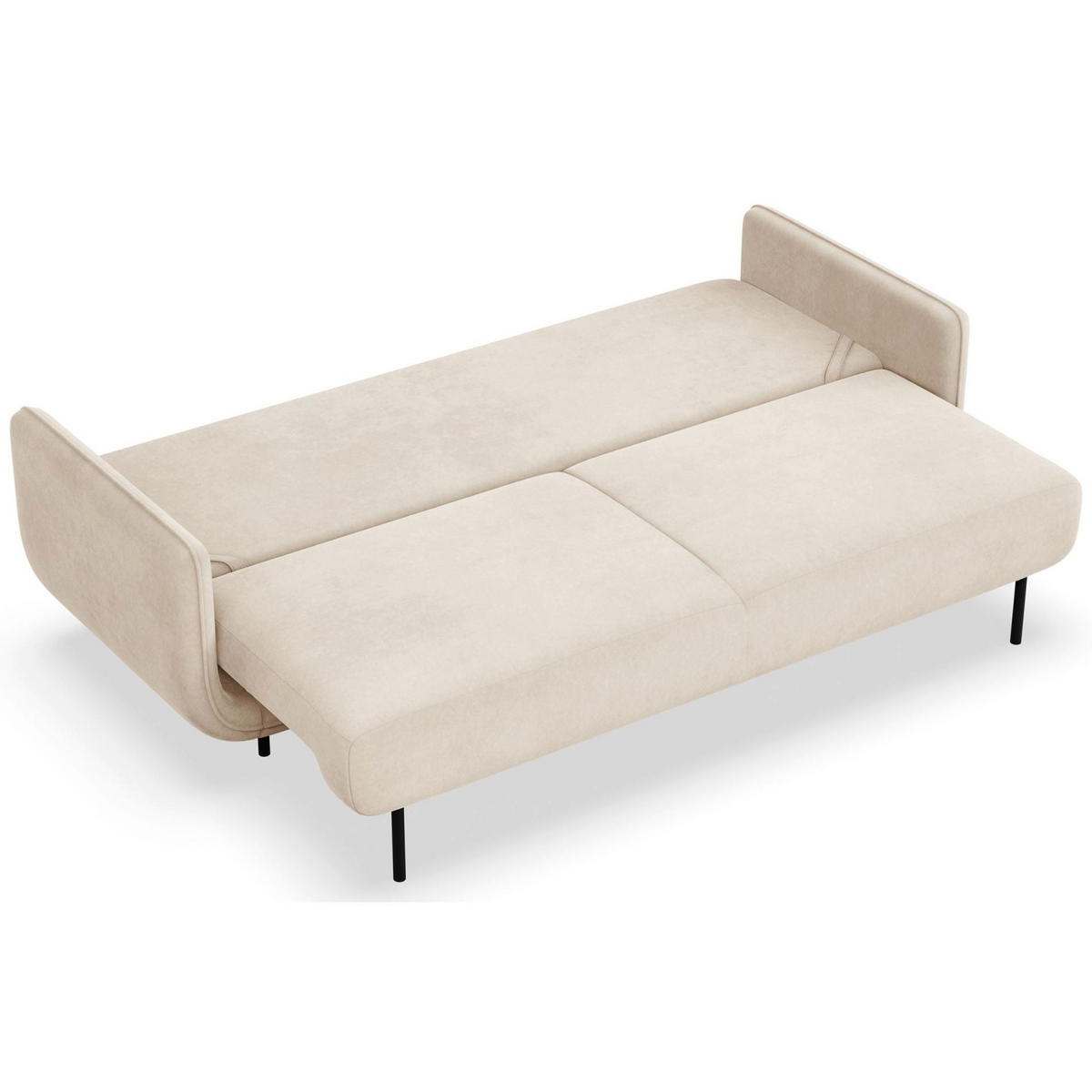 SCHLAFSOFA Ovals Hellbeige - Ecru/Schwarz, Textil/Metall (236/95/96cm) - Selsey