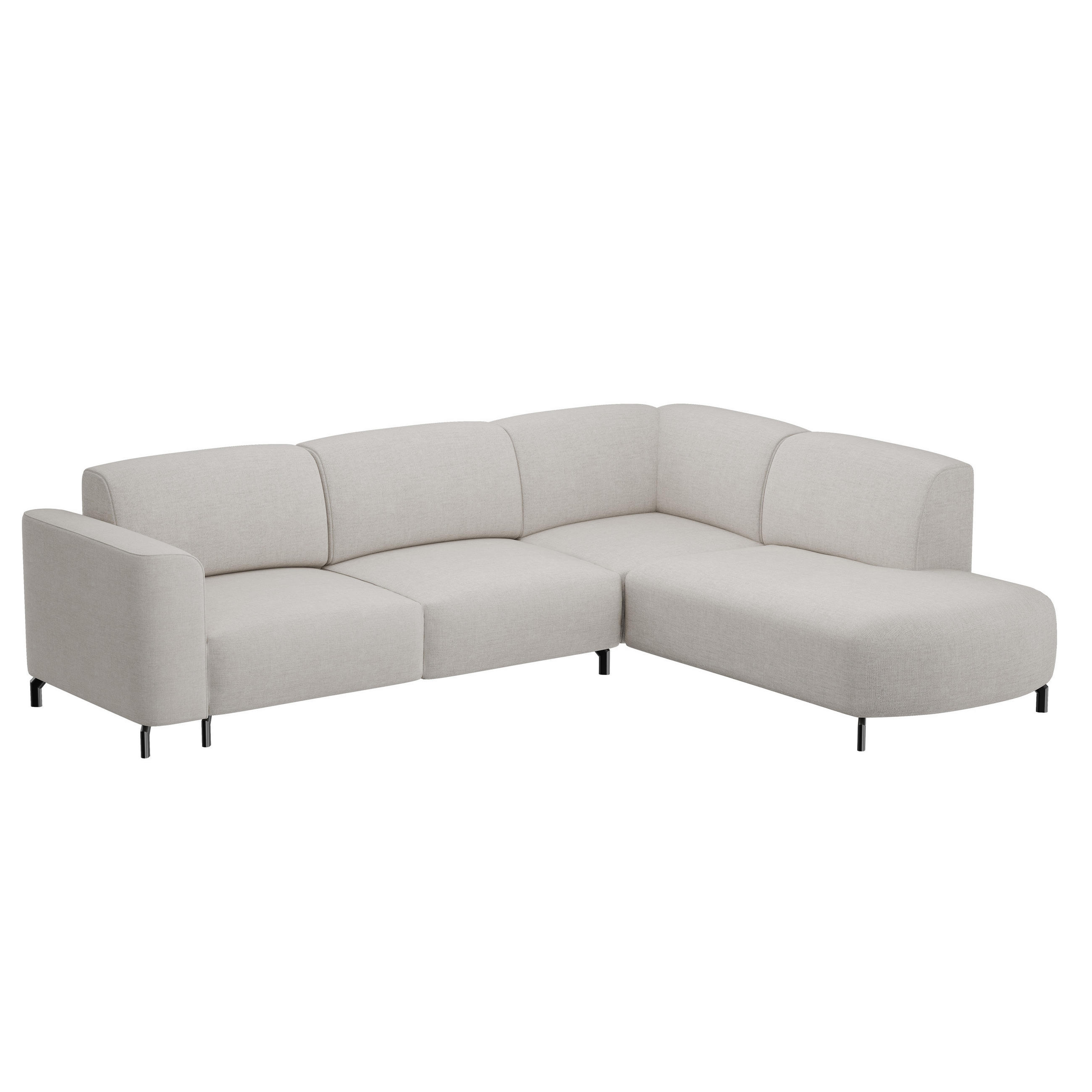 ECKSOFA TORIN Chenille-Stoff in Creme - Creme, Holzwerkstoff/Kunststoff (277/218cm) - Idohome