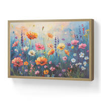 NÁSTĚNNÁ LAMPA S AKUMULÁTOREM Květiny - Příroda - Akvarel - Umění 60x40 cm - různobarevná, kompozitní dřevo (60/40/8cm) - OnlyWow
