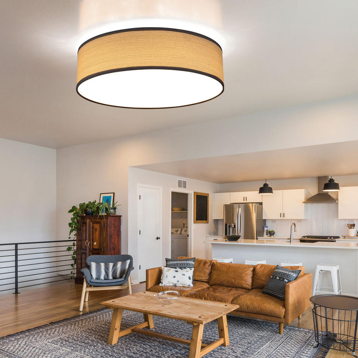 LED DECKENLEUCHTE VARIOS Weiß Holzoptik - Braun, Metall (38/38/10cm) - Globo Lighting