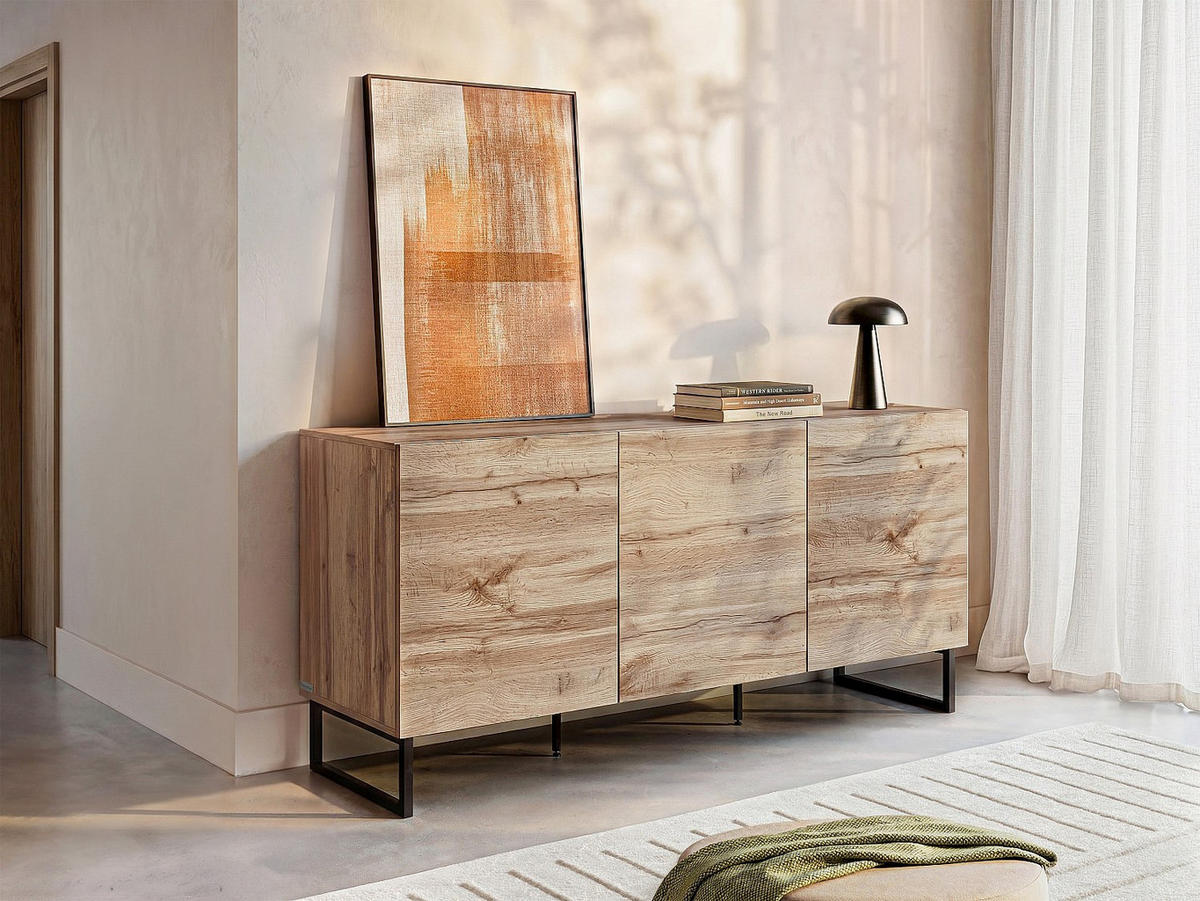 SIDEBOARD - 140 cm x 40 cm - Holz, Platte - Naturfarben Hell CEVANIA - Hellbraun, Holz (140/66/40cm) - Vente-Unique
