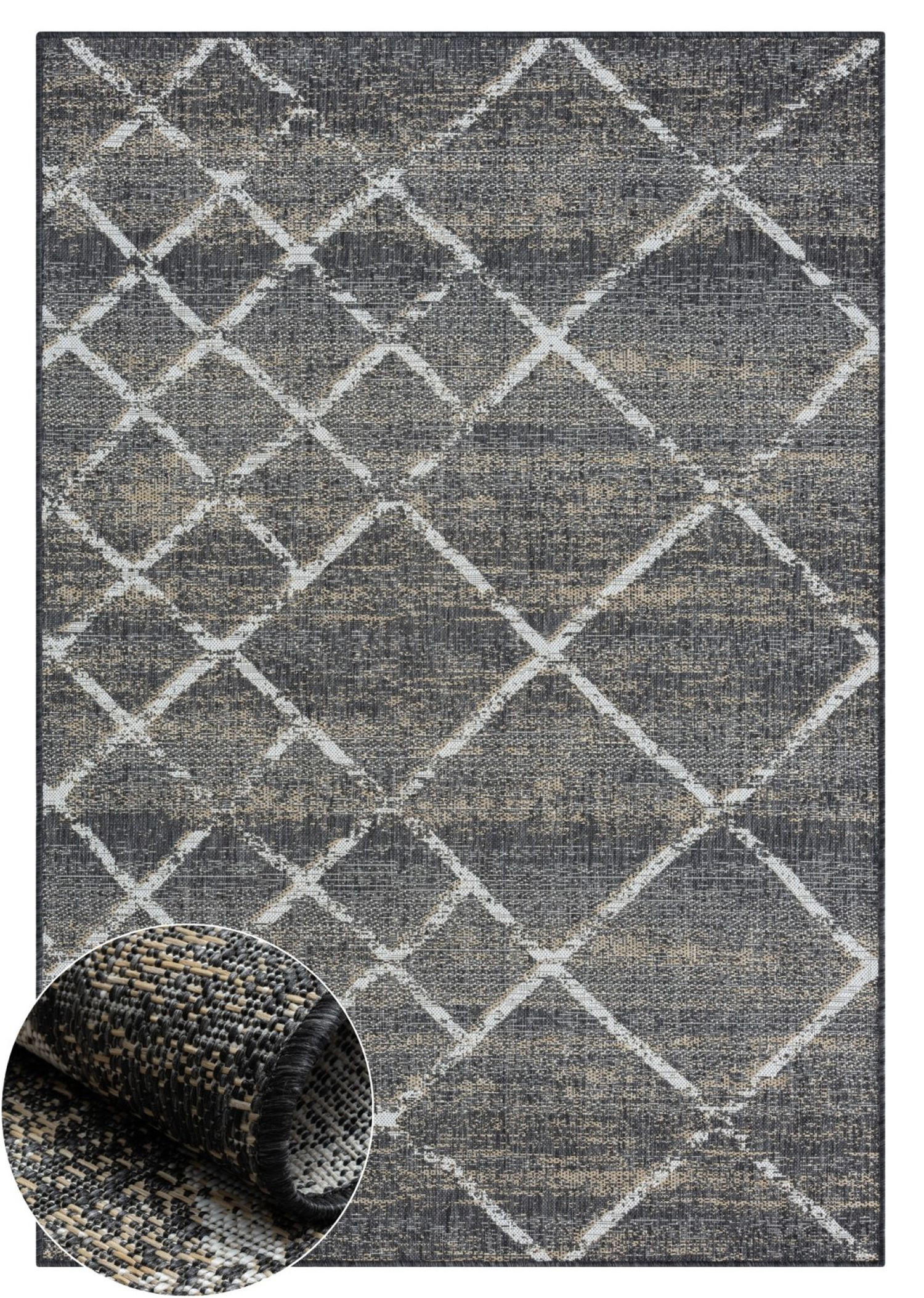 OUTDOORTEPPICH Faby Anthrazit,Sandfarben,Weiß 140/200 cm - Anthrazit, Textil (140/200cm) - My-Rug