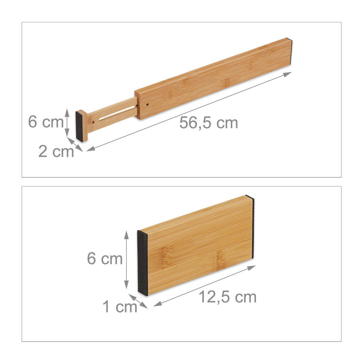 10tlg.SCHUBLADENTRENNER - Hellbraun, Holz/Kunststoff (56.5/6/2cm) - Relaxdays