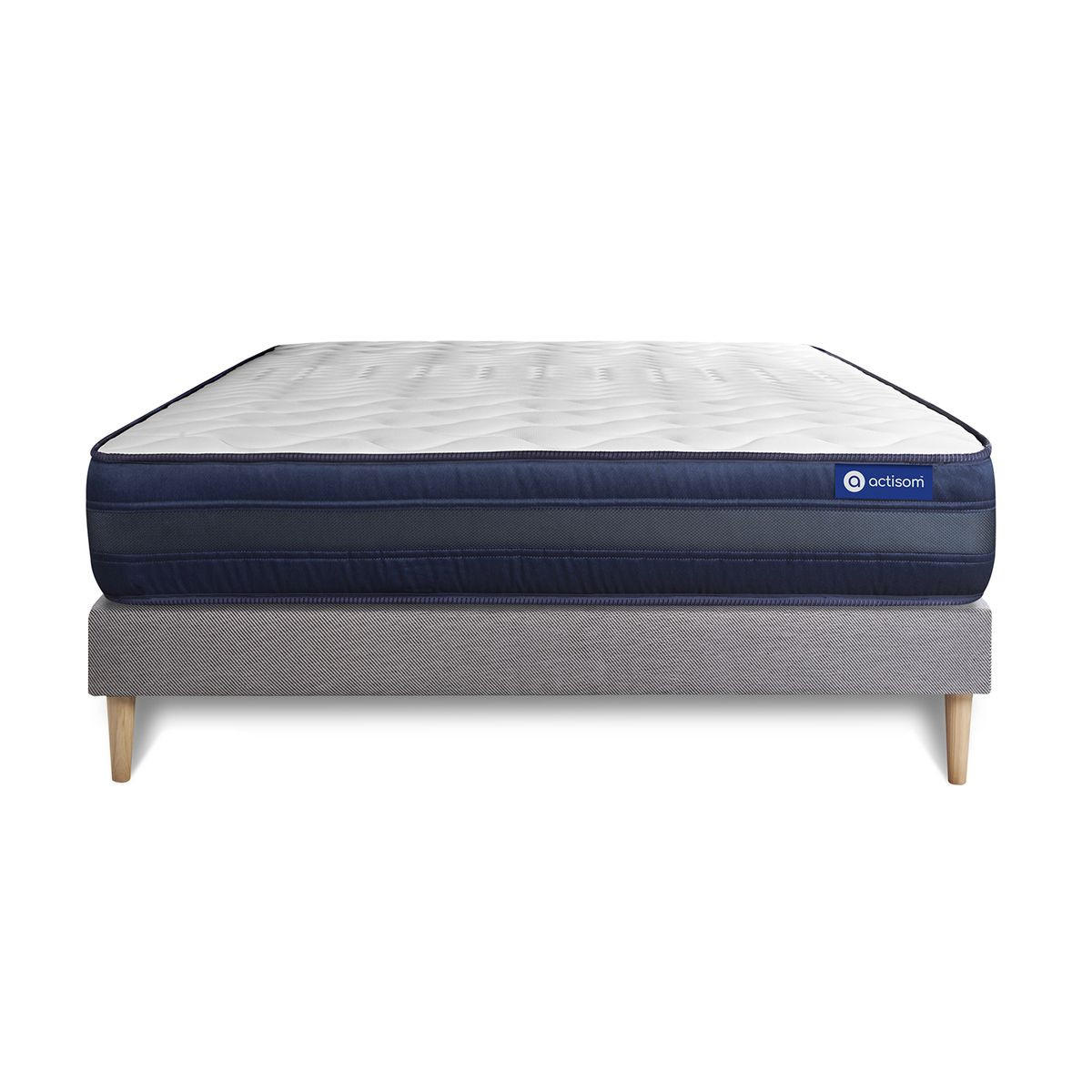 BETT Actimemo tech Memory-Schaum 150 x 190 cm h4 - Kit Bettgestell Grau - Beige/Grau, Karton/Holz (150/190cm) - ACTISOM