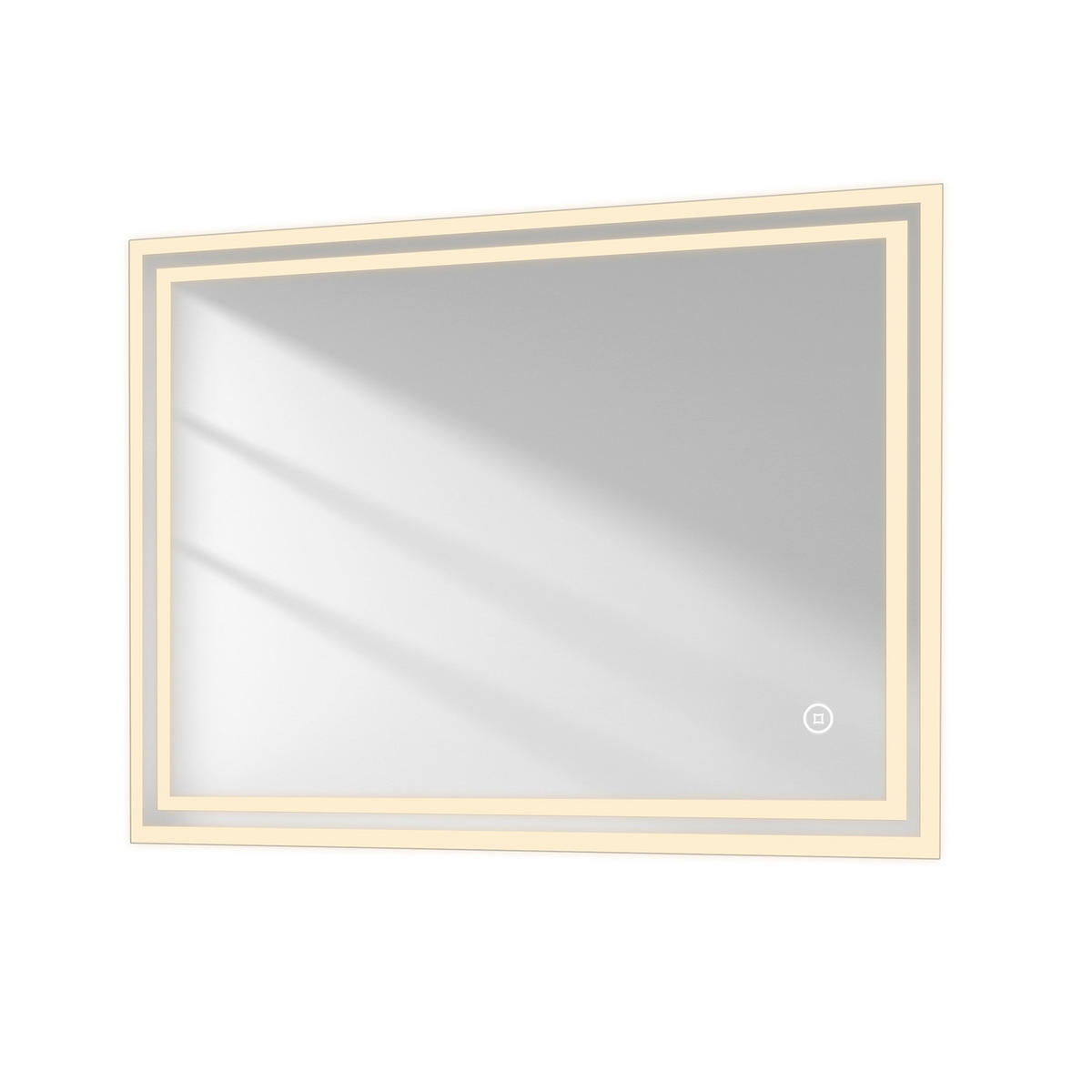 BADSPIEGEL mit Anti-Beschlag Beleuchtung 80/60/3,5 cm - Weiß, Glas (60/3.5/80cm) - EMKE