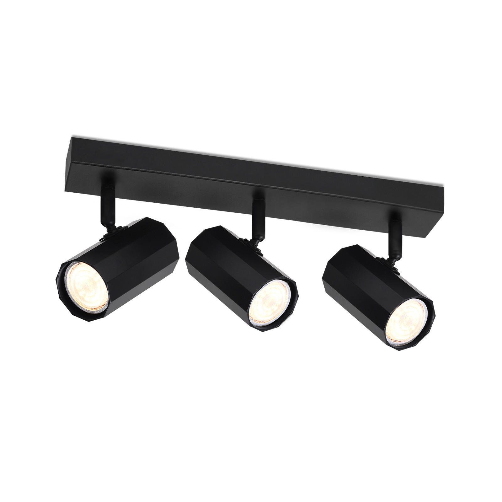 DECKENSTRAHLER Inga 3-flammig 39/11/3 cm - Schwarz, Metall (39/11/3cm) - Nettlife