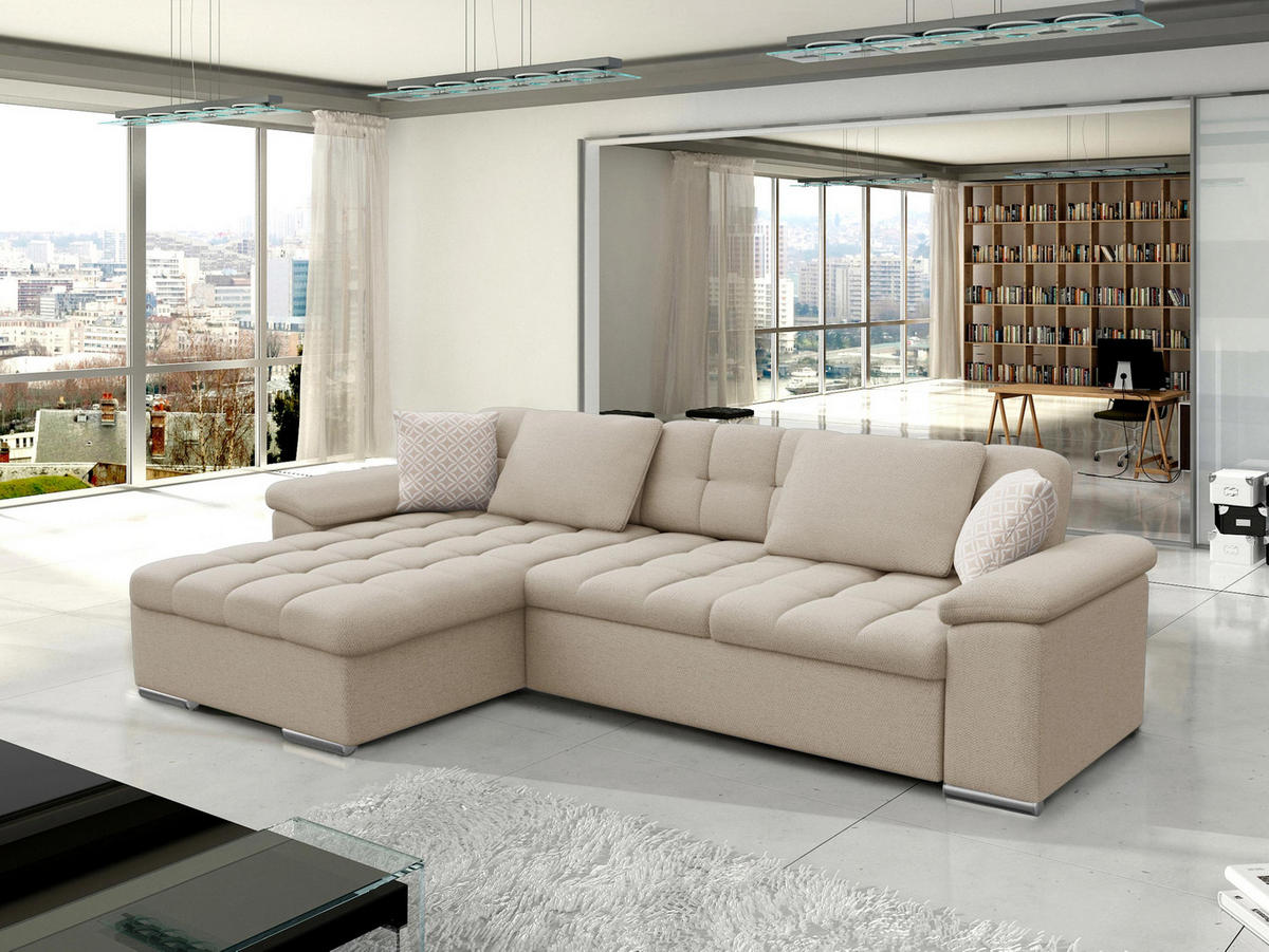 ECKSOFA Diana, Seite: Links - Creme, Holz/Textil (280/160cm) - MIRJAN24