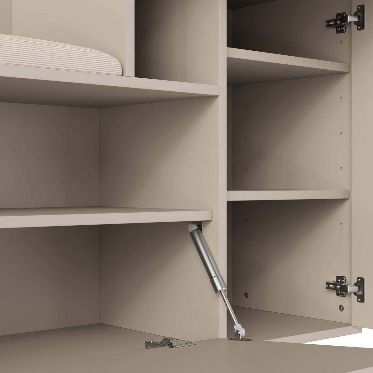 GARDEROBE-SET in Weiß Garderobenschrank mit Spiegel für Eingangsbereich und Flur, B110/T37/H185.5 cm - Beige, Glas/Holzwerkstoff (111/185.5/37cm) - STILVORA