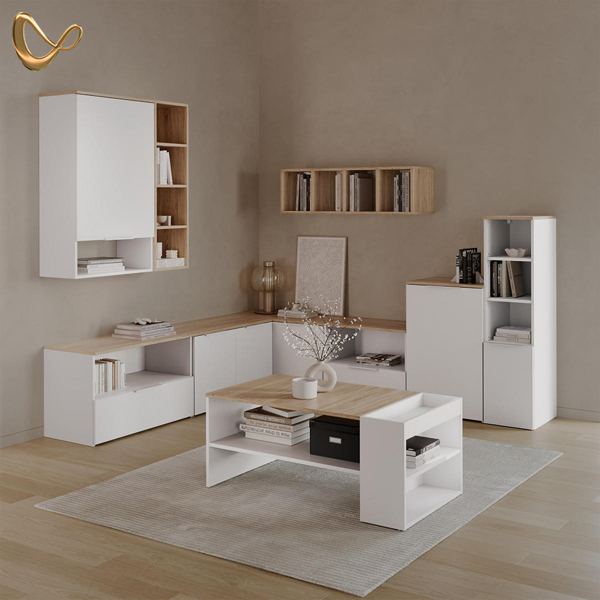 KOMMODE Piave Weiß/Sonoma mit 1 geschlossenem Fach - Weiß/Sonoma Eiche, Holzwerkstoff (80/50/40cm) - Livinity®