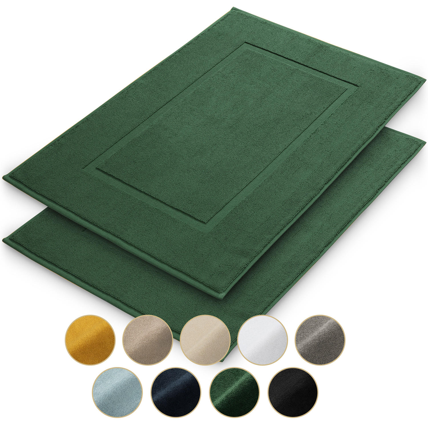 BADEMATTE Vilto 2er-Set, 50/80 cm, Dunkelgrün - Dunkelgrün, Textil (80/50cm) - Blumtal