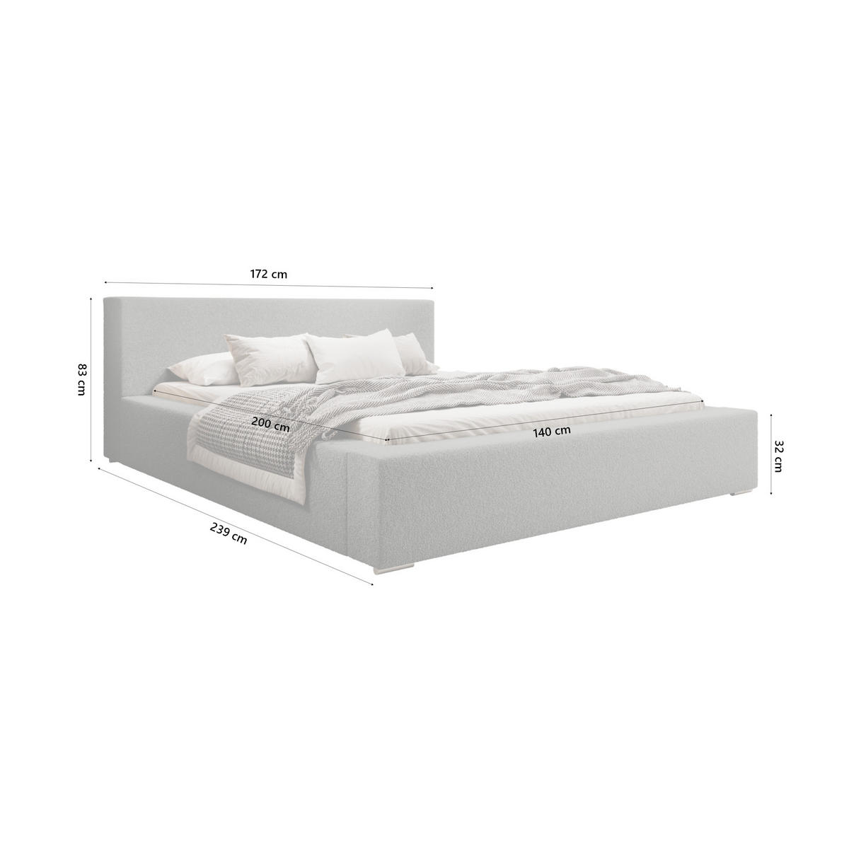 POLSTERBETT Jenne 140x200 cm, Anthrazit - Anthrazit, Textil (140/200cm) - Fedve
