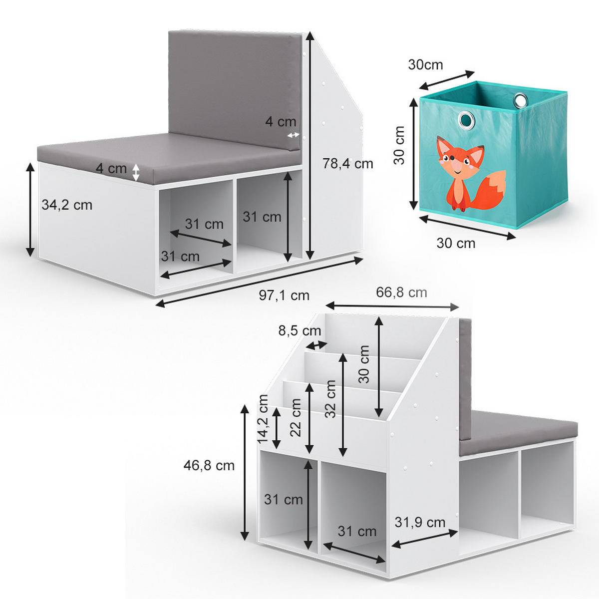 DĚTSKÁ POLIČKA Onix Bílá - bílá, kompozitní dřevo (97.1/78.4/66.8cm) - Vicco