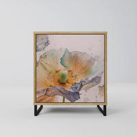 SIDEBOARD SOFTEN POPPY, Eichefarben, 57,5x42x67,5 cm, Schwarze Metall-Rahmenfüße - Eichefarben/Multicolor, Holzwerkstoff/Metall (57.5/67.5/42cm) - SpaceRebels