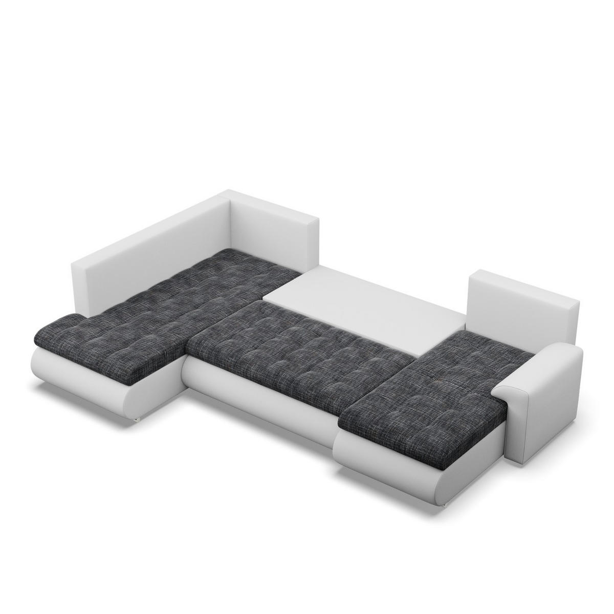 U-SOFA MIT SCHLAFFUNKTION FORESTA, Schwarz + Grau - Schwarz/Grau, Textil (300/89/200cm)