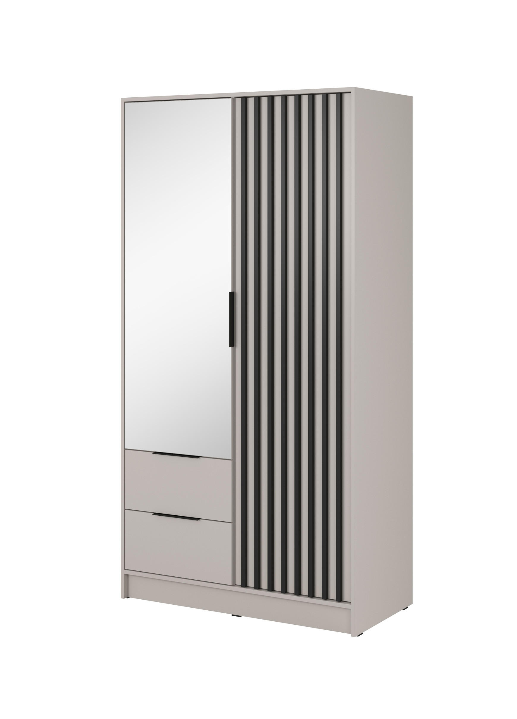 DREHTÜRENSCHRANK - John 2D mit Spiegiel - Kaschmir - Kaschmir, Holzwerkstoff/Metall (105/200/51cm) - Möblo