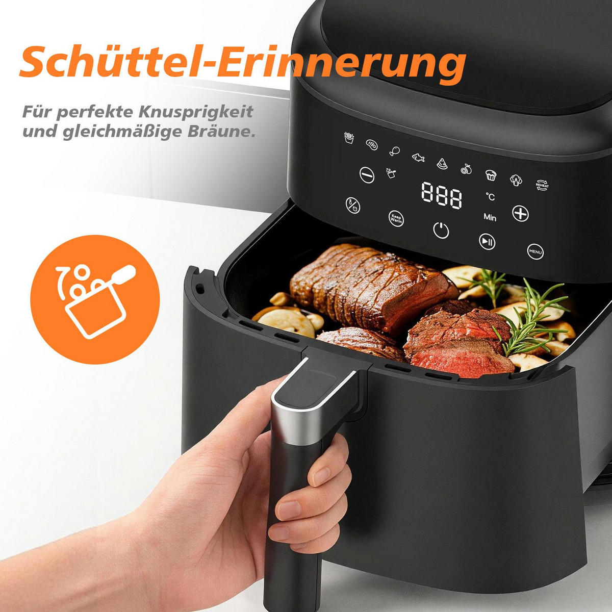 HEISSLUFTFRITTEUSE 6L - Schwarz, Metall (29/25/27cm) - Aimax