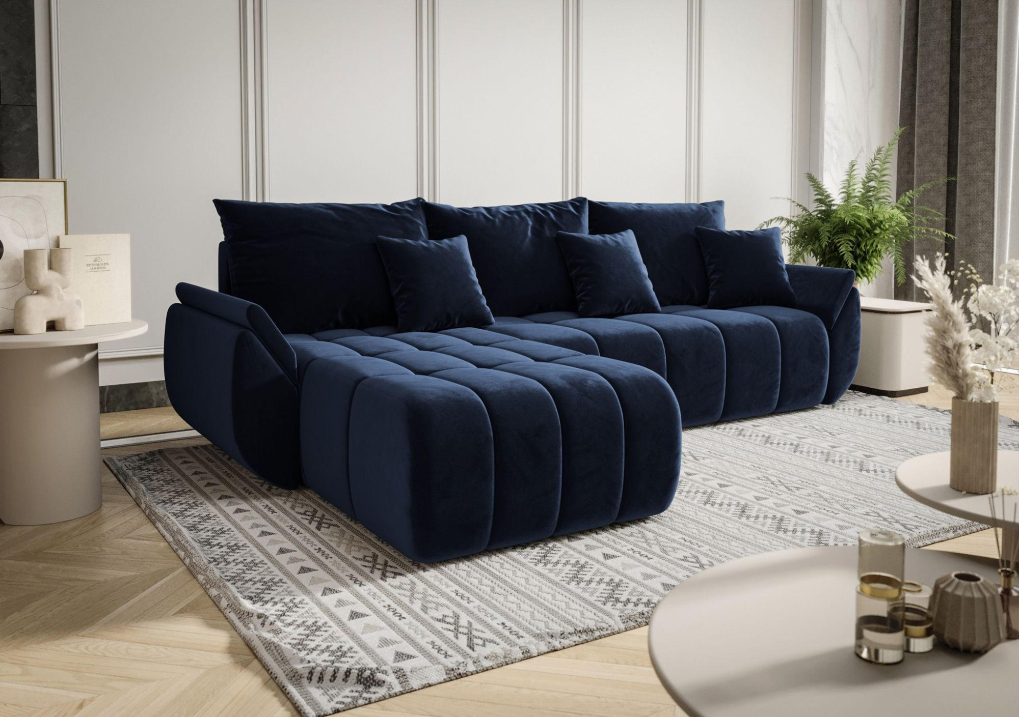 ECKSOFA Osaka - Dunkelblau, Holzwerkstoff/Textil (280/185cm) - Fun Möbel