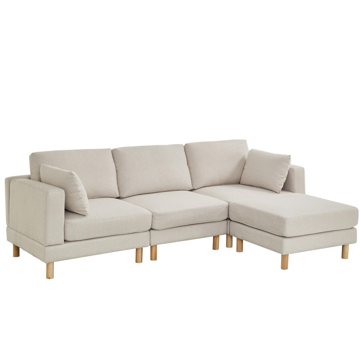 ECKSOFA 235/152/78 cm 3-Sitzer mit Hocker Beige aus Polyester mit links oder rechts montierbarer Chaiselongue - Beige, Kunststoff (152/235cm) - OKMYHOME