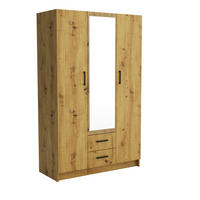 DREHTÜRENSCHRANK PINELLO 120/195/55cm 2-türig mit Spiegel Eiche Artisan - Eiche Artisan, Holzwerkstoff (120/195/55cm) - MASSENO