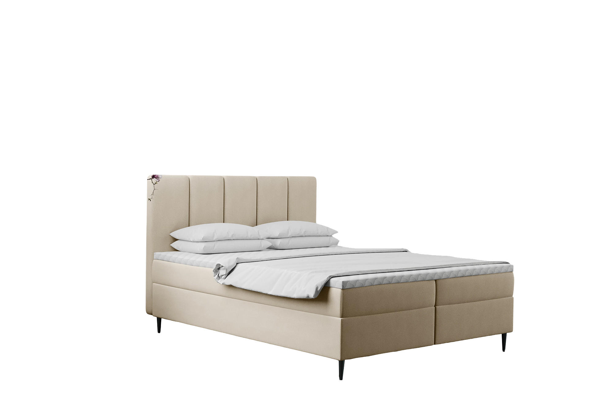 BOXBETT Mit Bettkasten Und Matratze POEL Ecru 160x200 cm H2-Pocket - Violett, Holz/Textil (166/200cm) - Kaiser Möbel