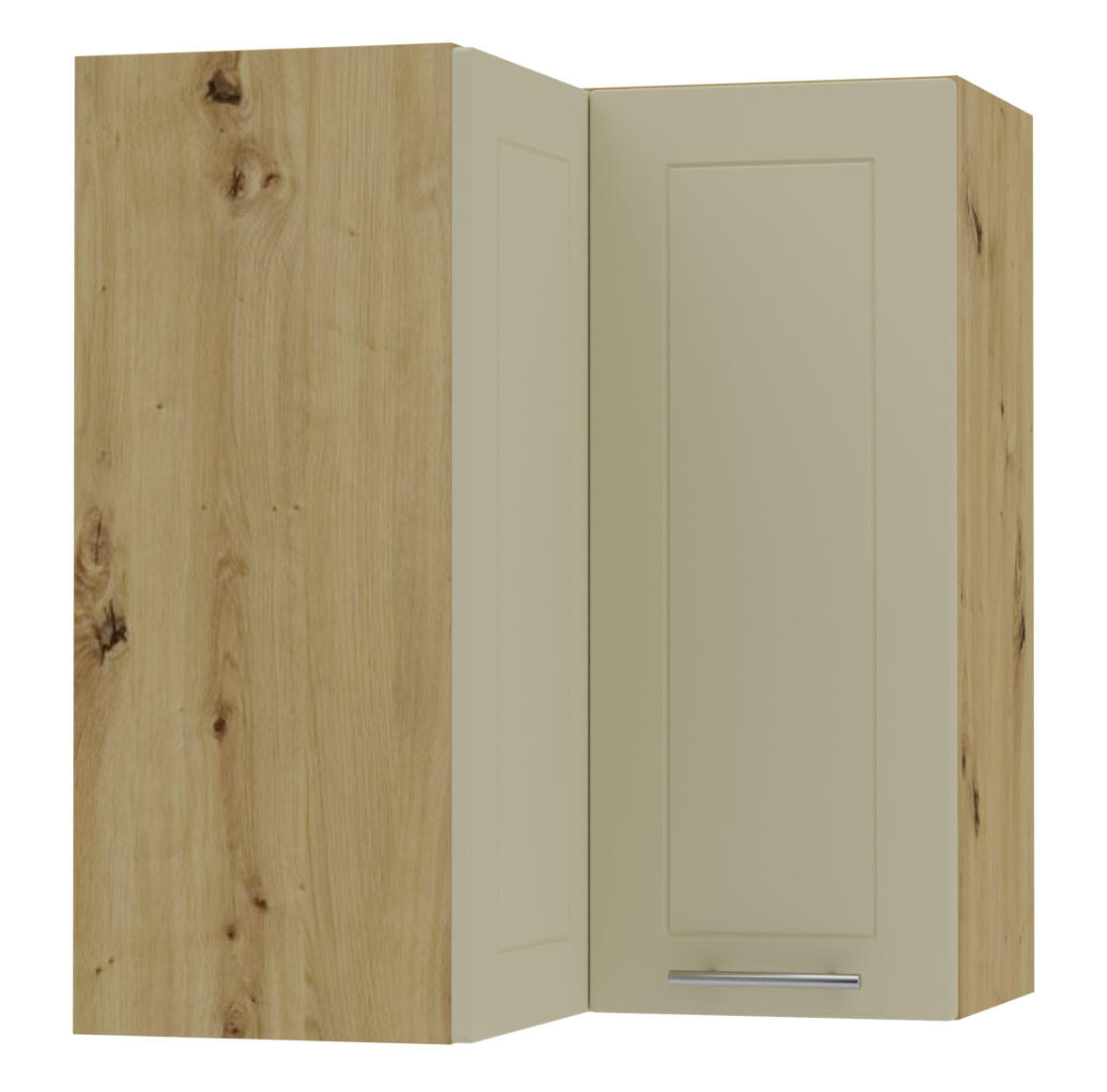 ECKHÄNGESCHRANK Kvantum W12/60 Vanille Matt / Eiche Artisan Matt 60 / 60 / 72cm - Creme/Eiche Artisan, Holz/Holzwerkstoff (60/72/60cm) - Feldmann-Wohnen