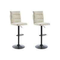 BARHOCKER 2er-Set - Stoff & schwarzes Metall - Höhenverstellbar - Beige - NORIEL - Beige, Textil (43/126/55cm) - Vente-Unique