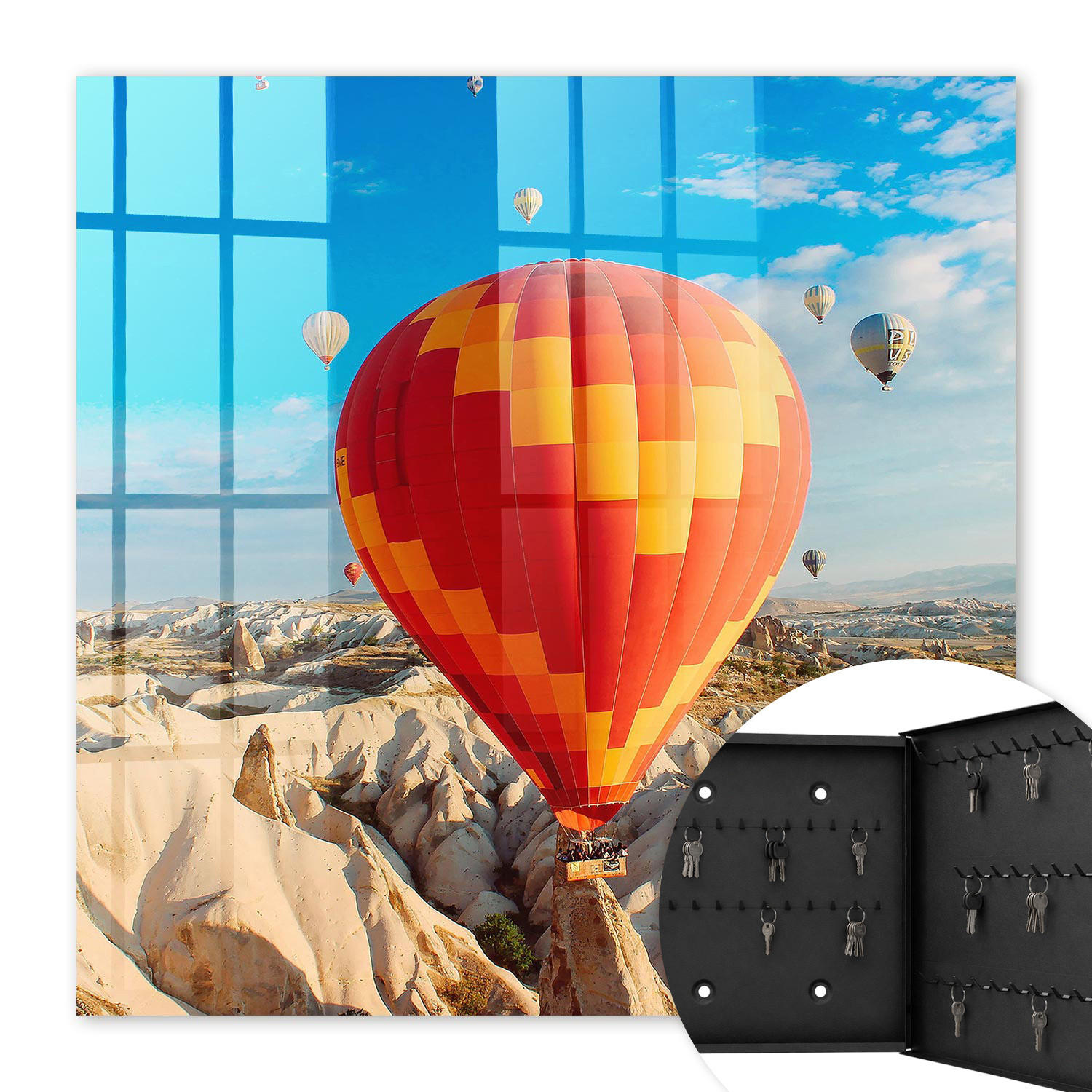 SCHLÜSSELBOX Schwarz 30x30 cm- Türöffnung nach rechts - Sky Adventure - Blau, Metall (30/30/5cm) - TULUP