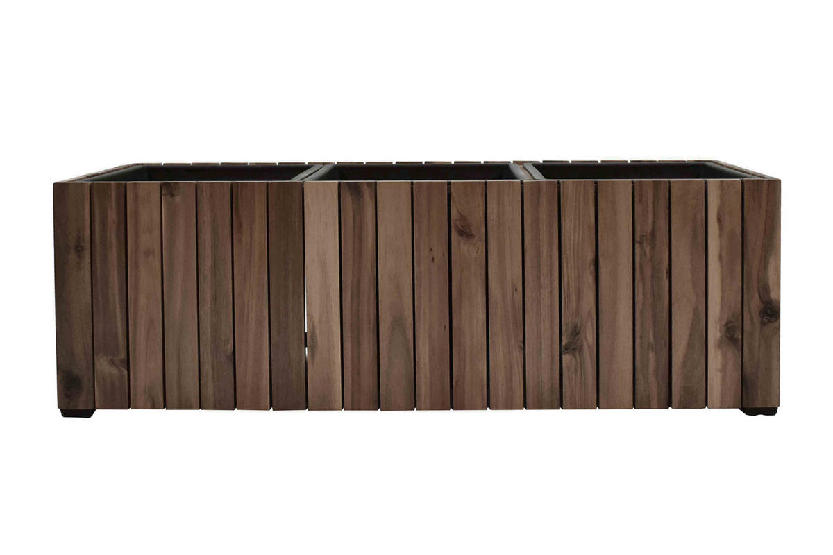 PFLANZKASTEN Colorado 2, 33x93x31 cm, Akazienholz, dunkel Braun - Dunkelbraun, Holz (33/31/93cm) - dasmöbelwerk