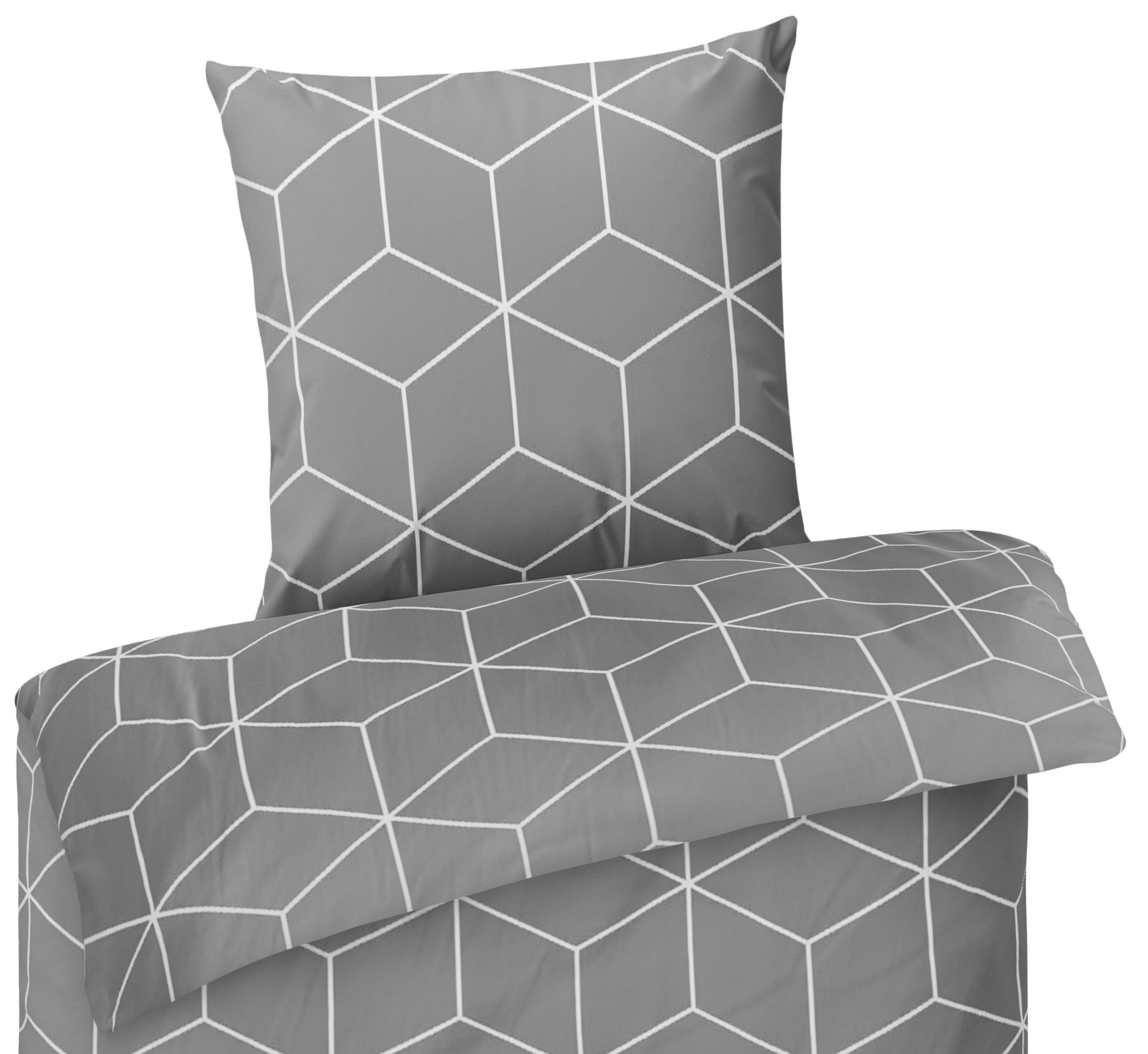 BETTWÄSCHE-RENFORCE 135x200 Grau Muster, Bettbezug aus 100% Baumwolle - Grau, Textil (135/200cm) - Carpe Sonno