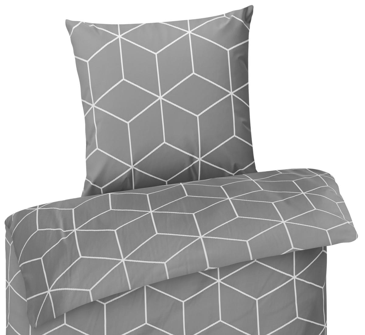 BETTWÄSCHE-RENFORCE 135x200 Grau Muster, Bettbezug aus 100% Baumwolle - Grau, Textil (135/200cm) - Carpe Sonno